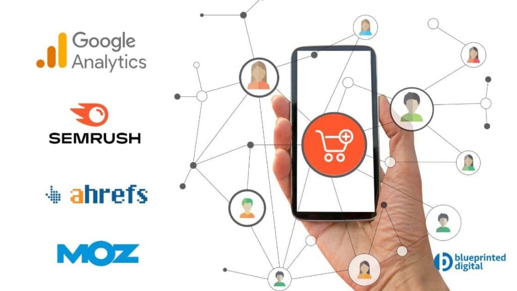 Some popular analytics tools for ecommerce websites include Google Analytics, SEMrush, Ahrefs, and Moz.