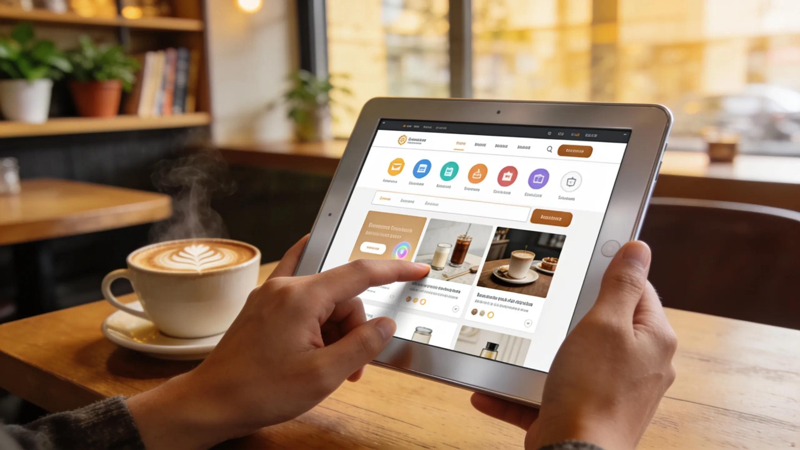 User interacting with a tablet displaying well-designed website for optimal UX experience